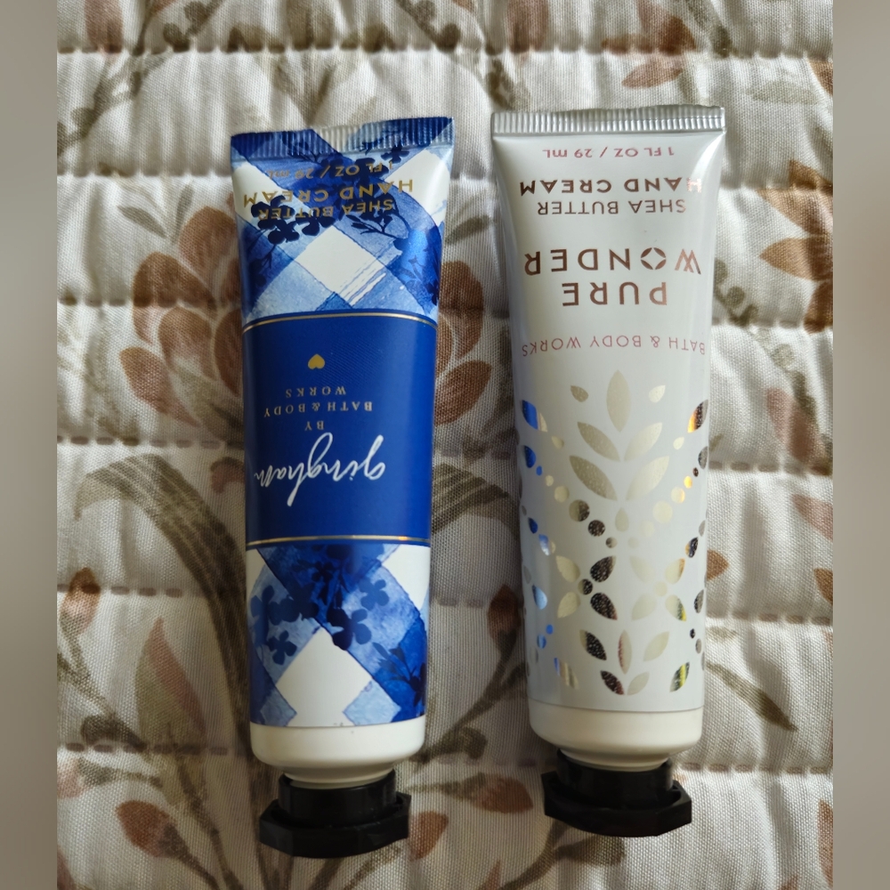 Bath & Body Works Blue and White Hand Cream.